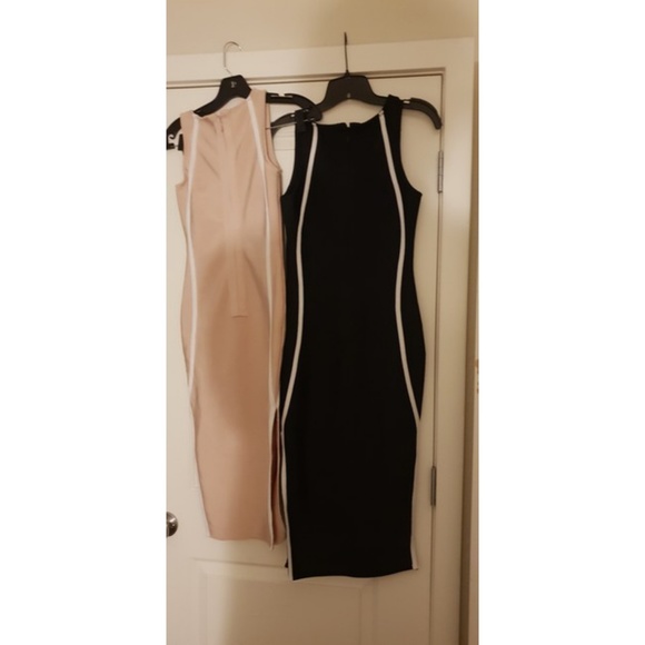 Cream - Nude Sleeveless High Slit Bandage Dress - Picture 3 of 4